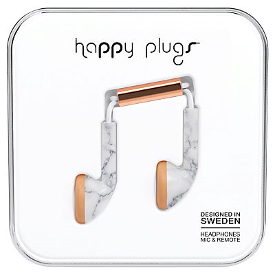 Happy Plugs Earbud Headphones with Mic/Remote Marble